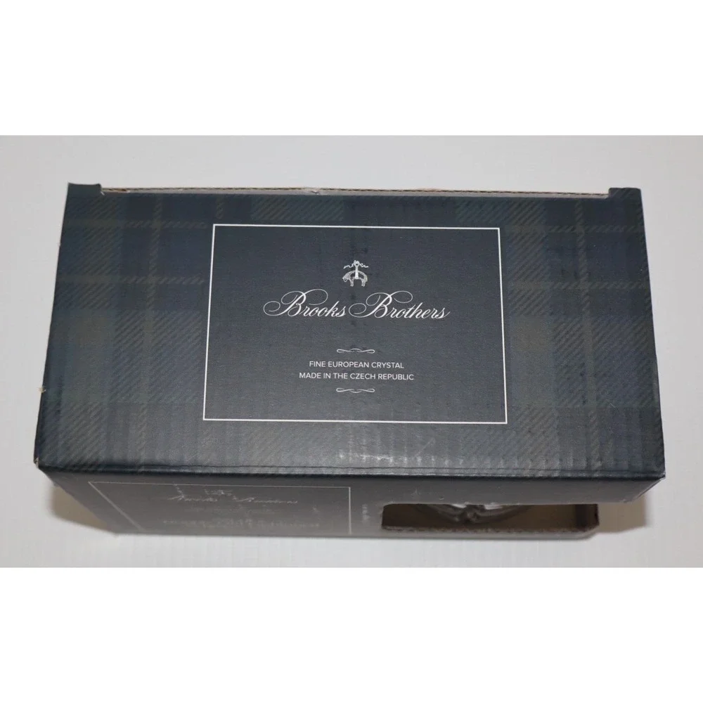 NEW IN BOX BROOKS BROTHERS Set of 2 Double Old Fashioned Whiskey Crystal Glasses